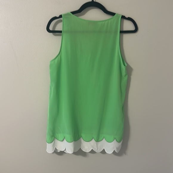 Lilly Pulitzer Womens New Green Carlina Silk Tank Top Scalloped Sz Medium Preppy - Picture 4 of 9